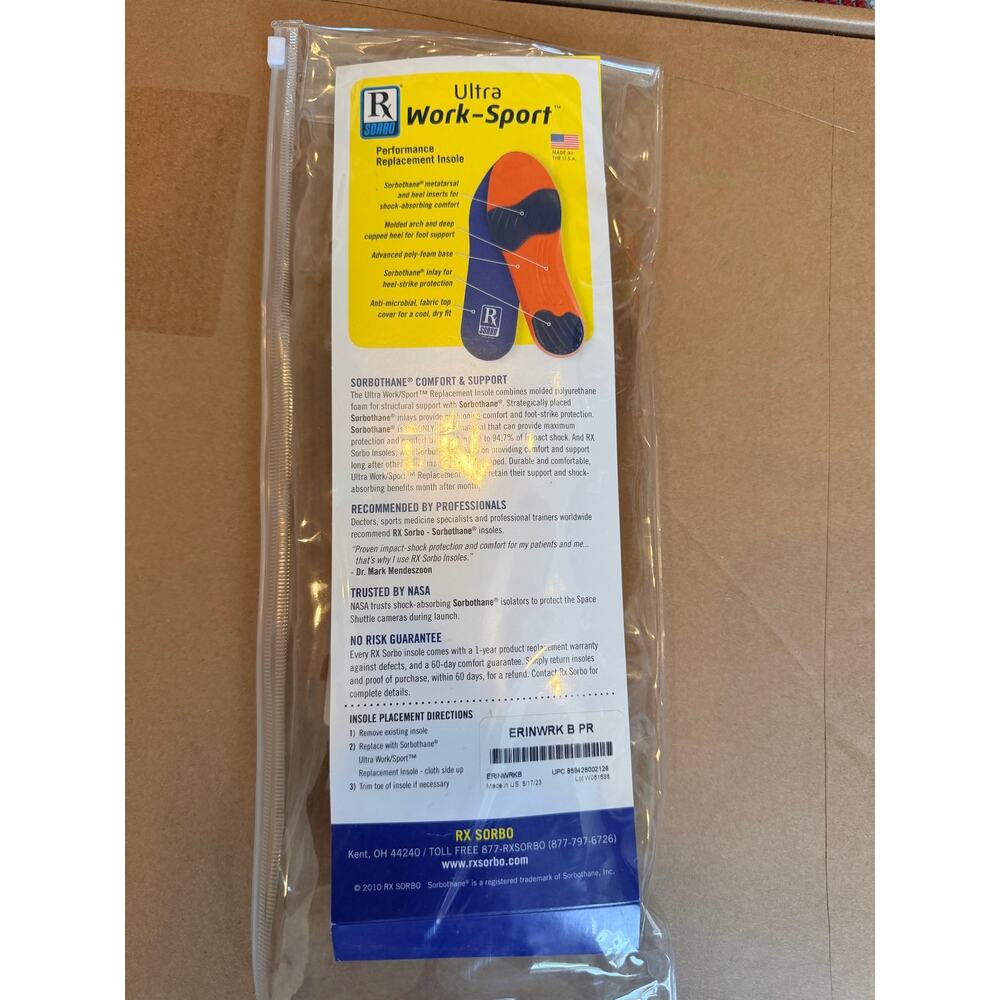 RX Sorbo Ultra Work-Sport Performance Men 5-6 Women 7.5-8.5 Insoles 1 pair - Picture 3 of 7